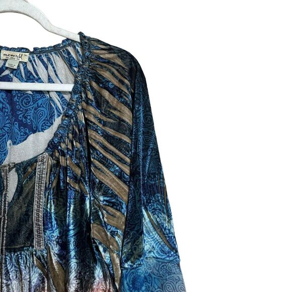 One World Live and Let Live Top Womens 1X Multicolor Boho Print Stretch Blouse - Picture 3 of 10